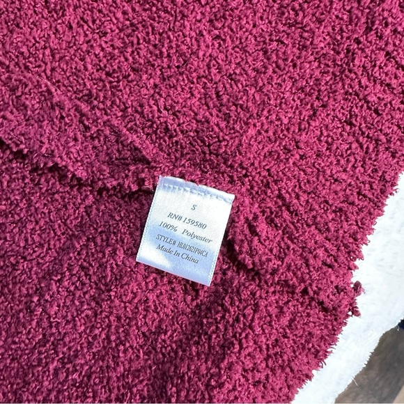 Pink Lily Maroon Womens S Popcorn Cardigan with Pockets Cozy Fall Winter - Picture 6 of 10